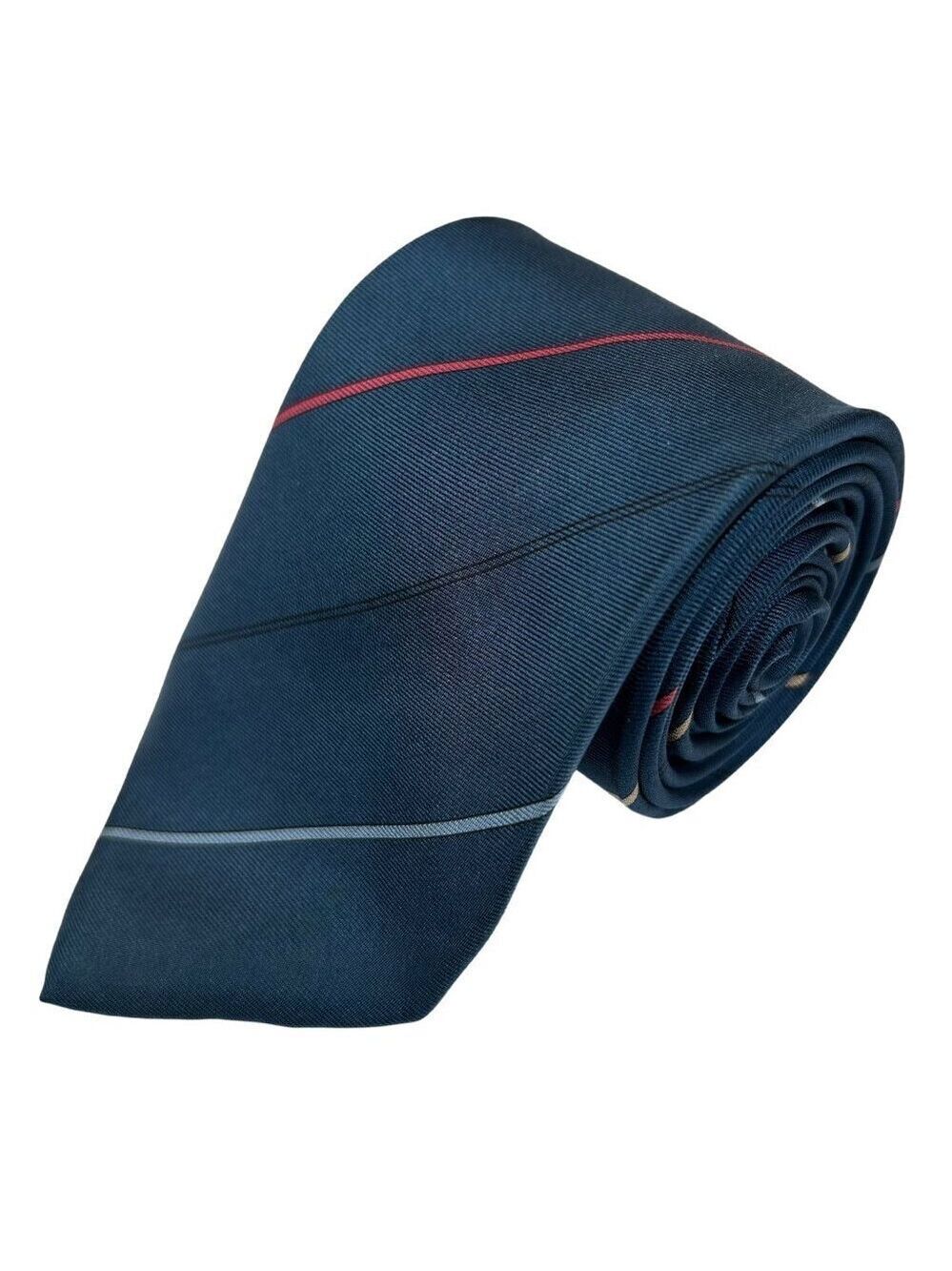 Jsaco Men's Blue Stripe Silk Made in Italy Necktie Tie